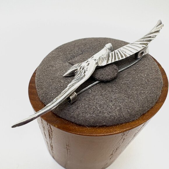 VTG Sterling Silver 925 Flying Seagull Textured Brooch Size 2.5" Length - Picture 7 of 14